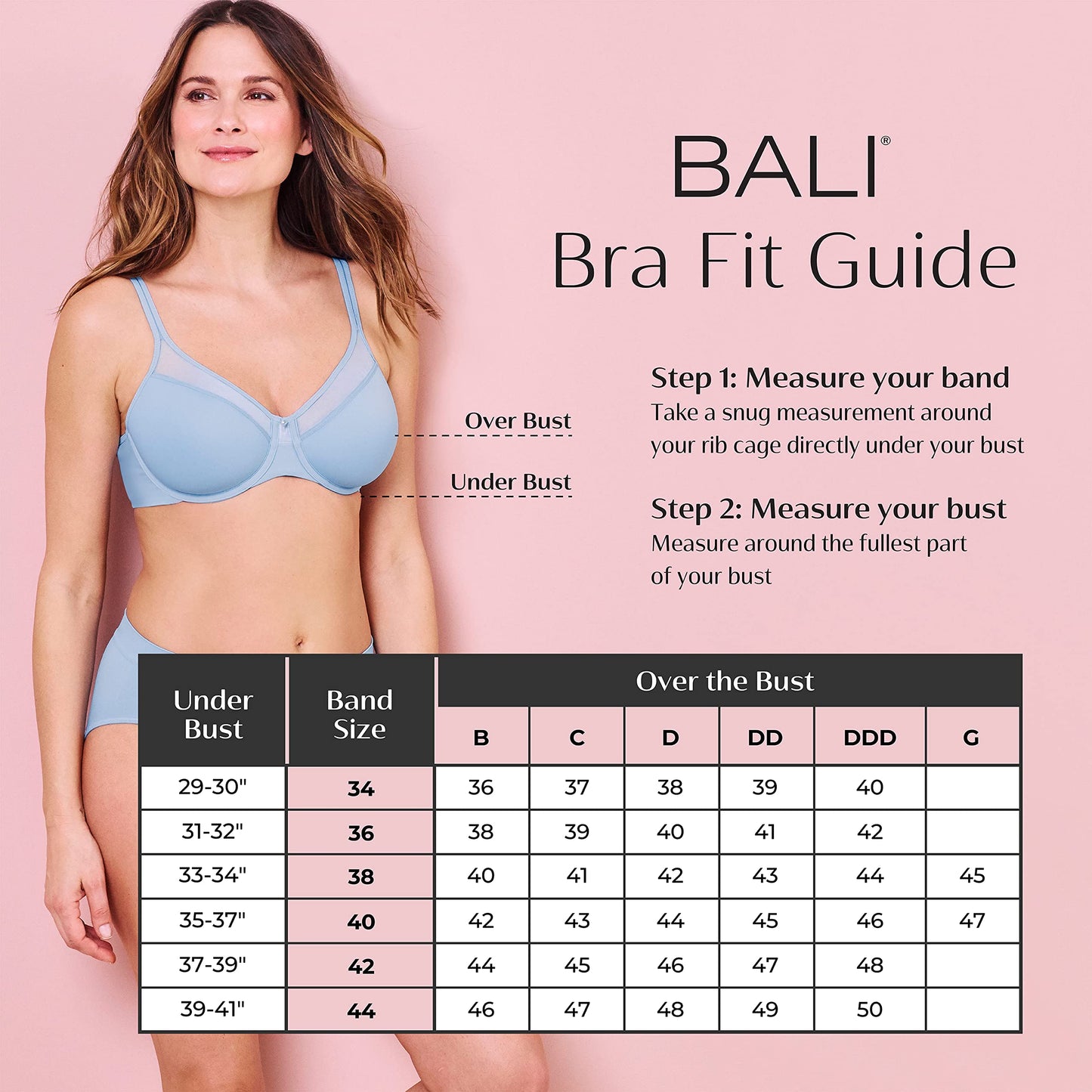 Bali Women's One Smooth U Posture Boost W/Eversmooth Back Underwire Bra