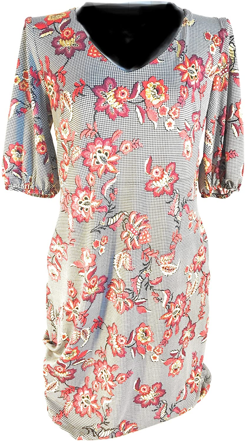 Women's Alton Gray Multi Check Floral Dress - Petite Small