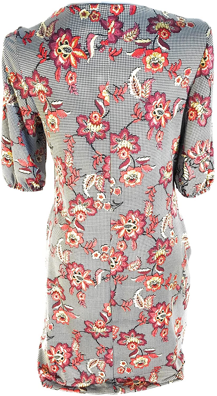 Women's Alton Gray Multi Check Floral Dress - Petite Small