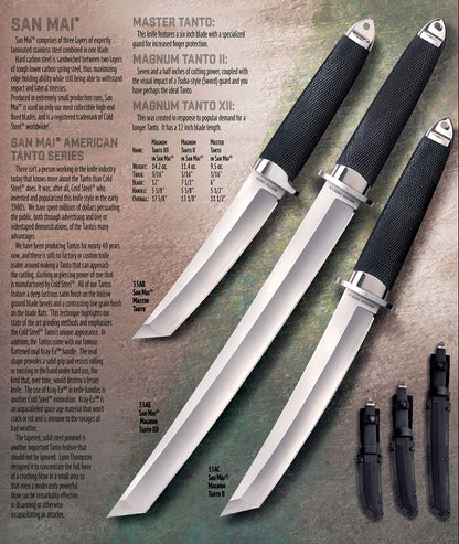 Cold Steel San Mai Tanto Series Fixed Blade Knife - Made with Premium San Mai Steel