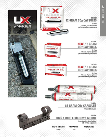 Umarex High-Grade CO2 Cartridges for Pellet Guns, BB Guns and Airsoft Guns 30 count