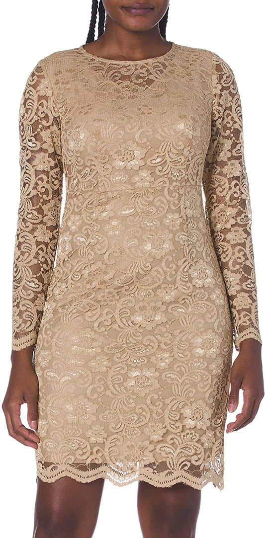 Women's Nanette Lepore Ls Off The Shoulder Lace Shift Dress W/Tiered Bell Sleeve