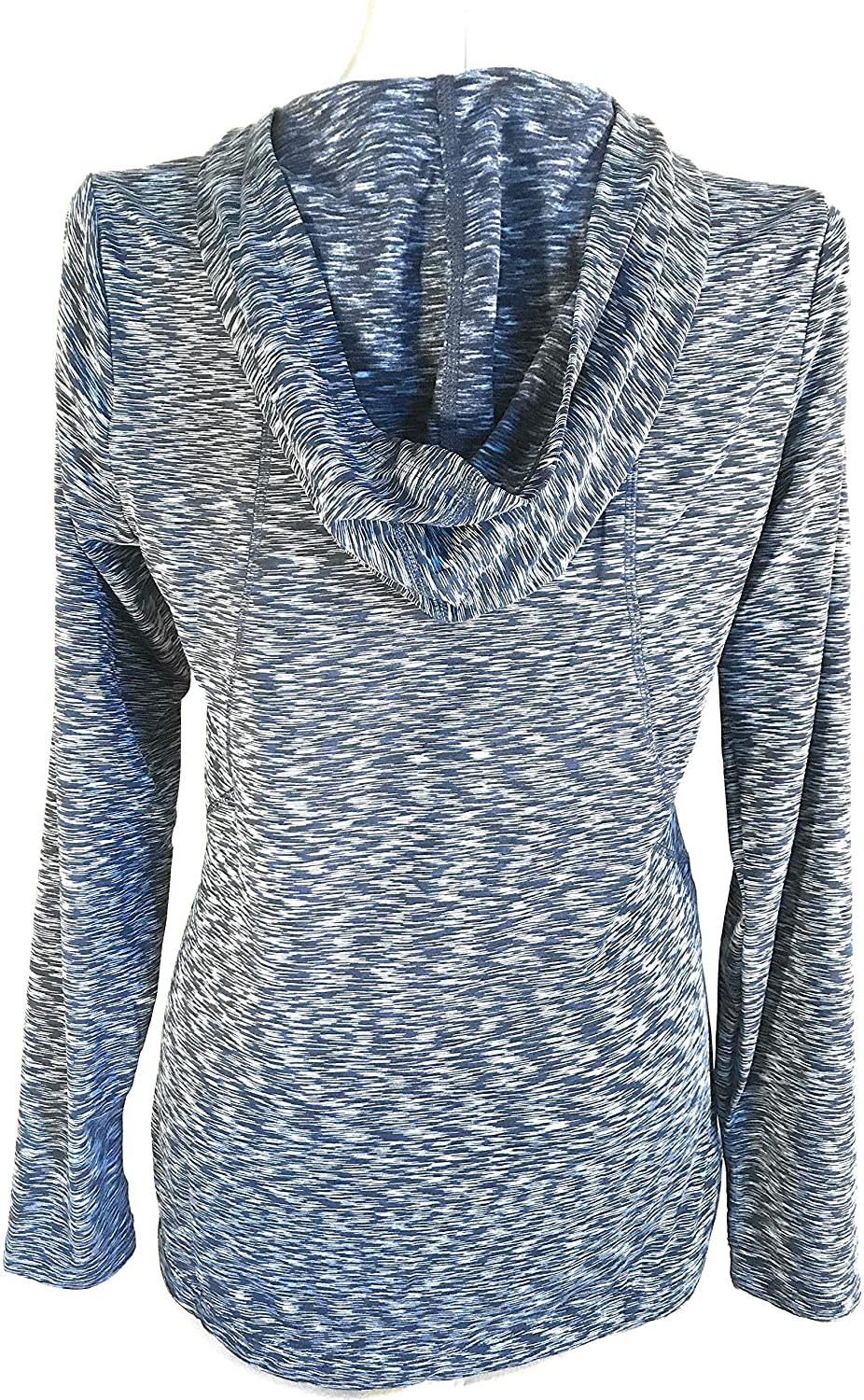 Women's BALLY Total Fitness Long Sleeve Fleece Lined Active Shirt with Thumbholes & Hood - X Large Midnight Blue